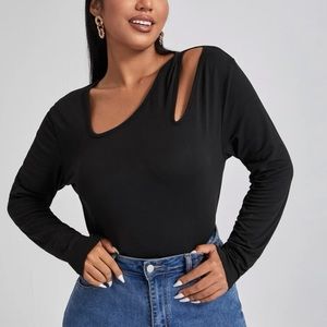 SHEIN Curve Black Long Sleeve Cut Out Top Shirt - 4X - Size 20